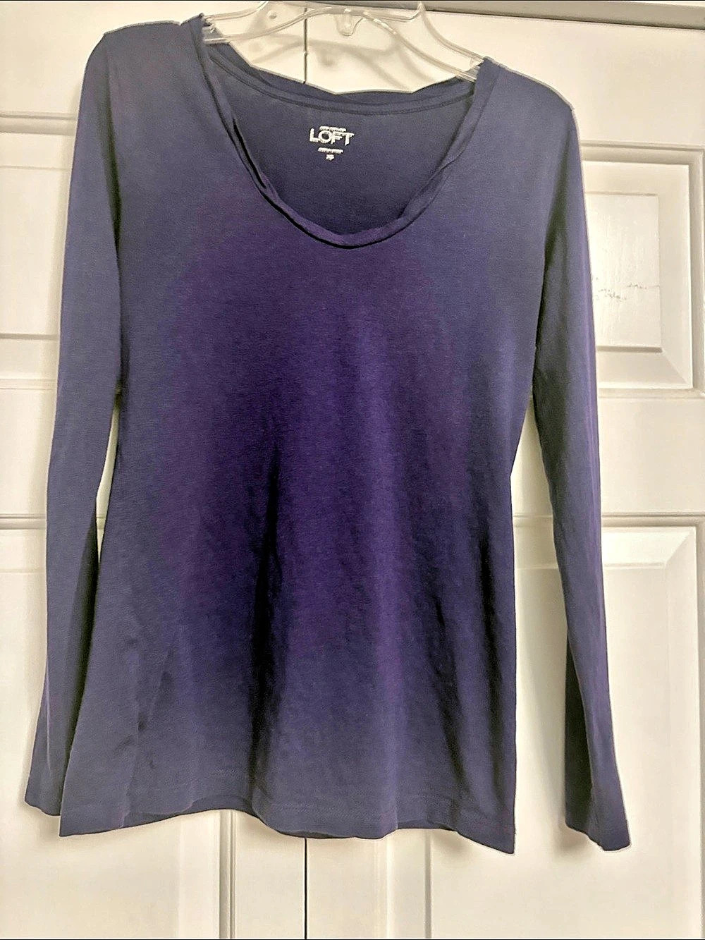 Ann Taylor LOFT Long Sleeve Scoop Neck Tee Purple XS